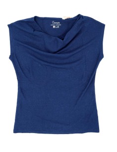 TOP DONNA SCOLLO A CASCATA IN CANAPA - NAVY 2