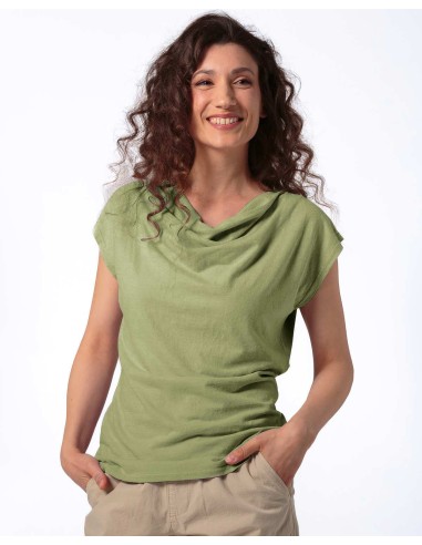 TOP DONNA SCOLLO A CASCATA IN CANAPA