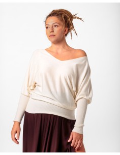 MAGLIA SCOLLO "V" CASHMIRETTA IN SETA E CASHMERE "ELISA"...