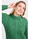 MAGLIONE ARAN IRLANDESE IN 100% LANA MERINO SUPERSOFT "EMERALD"