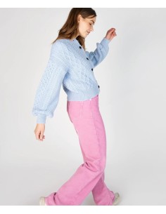 CARDIGAN MORBIDO IN LANA IRLANDESE "CLOVER" - AZZURRO 2