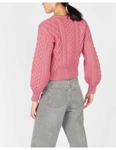 CARDIGAN MORBIDO IN LANA IRLANDESE "CLOVER" - FRAGOLA 2