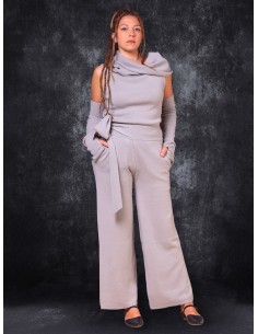 PANTALONE DRITTO WRAP IN LANA E CASHMERE "MIDNIGHT" - SASSO