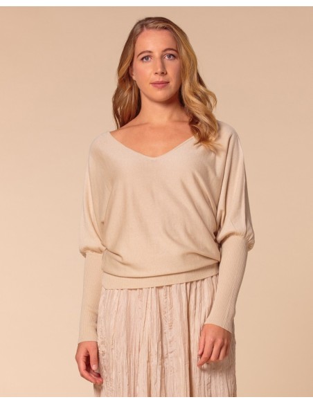 MAGLIA SCOLLO "V" CASHMIRETTA IN SETA E CASHMERE "ELISA"