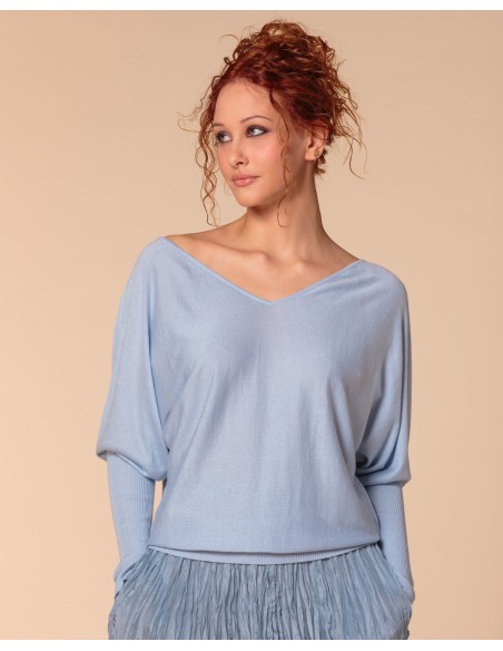 MAGLIA SCOLLO "V" CASHMIRETTA IN SETA E CASHMERE "ELISA"
