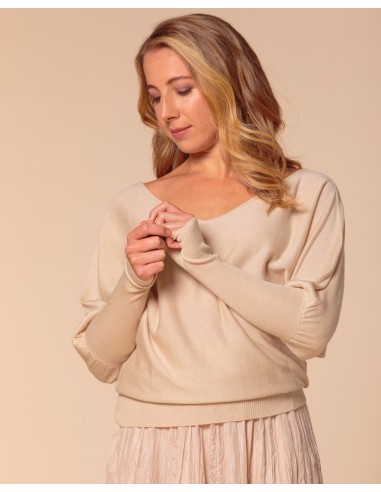 MAGLIA SCOLLO "V" CASHMIRETTA IN SETA E...