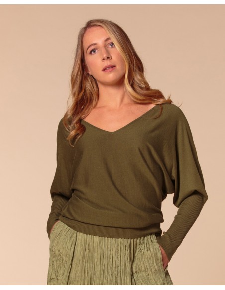 MAGLIA SCOLLO "V" CASHMIRETTA IN SETA E CASHMERE "ELISA"