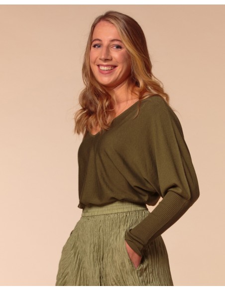 MAGLIA SCOLLO "V" CASHMIRETTA IN SETA E CASHMERE "ELISA"