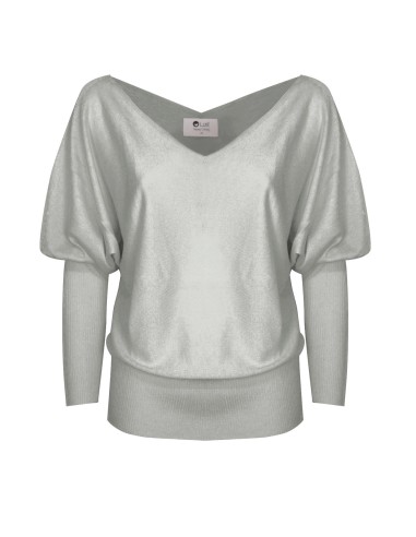 MAGLIA SCOLLO "V" CASHMIRETTA IN SETA E...