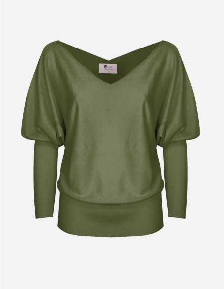 MAGLIA SCOLLO "V" CASHMIRETTA IN SETA E CASHMERE "ELISA"