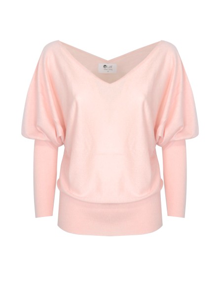 MAGLIA SCOLLO "V" CASHMIRETTA IN SETA E CASHMERE "ELISA"
