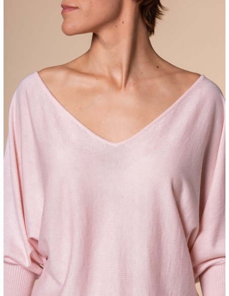 MAGLIA SCOLLO "V" CASHMIRETTA IN SETA E CASHMERE "ELISA"