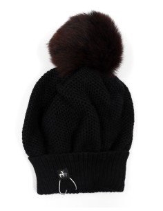 BERRETTO IN 100%  BABY ALPACA  "PON PON" - NERO