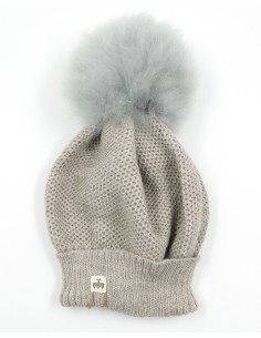 BERRETTO IN 100%  BABY ALPACA  "PON PON" - GRIGIO