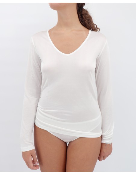 MAGLIA PURA SETA MANICHE LUNGHE SCOLLO V