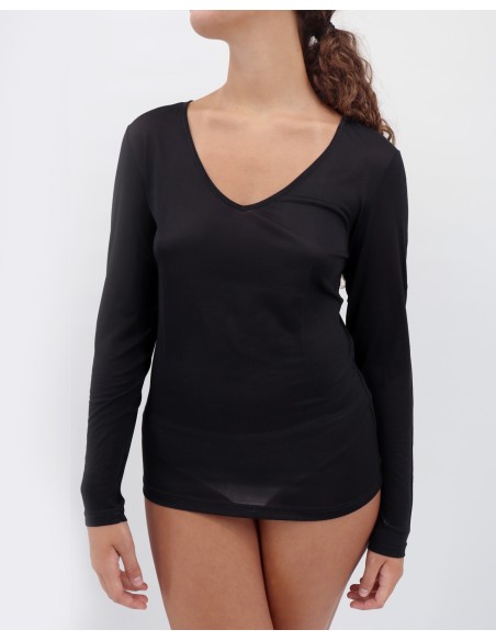 MAGLIA PURA SETA MANICHE LUNGHE SCOLLO V