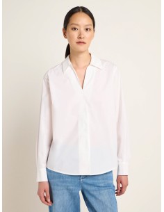 CAMICIA IN COTONE BIOLOGICO SCOLLO "V" - BIANCO