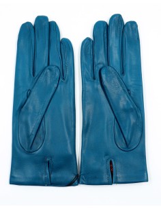 GUANTO DONNA IN PELLE E CASHMERE  - PETROLIO 2