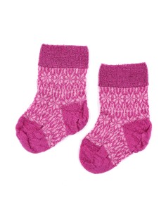 CALZINO NORVEGESE  IN 100% LANA A TRICOT KIDS - FUXIA 2