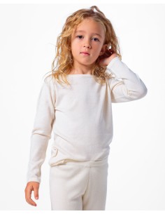 CASHMIRETTA KIDS MANICA LUNGA IN SETA E CASHMERE  - BIANCO 2