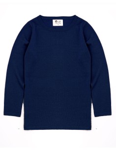 CASHMIRETTA KIDS MANICA LUNGA IN SETA E CASHMERE  - NAVY