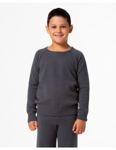 PULL 100% CASHMERE KIDS "CAREZZA" - CARBONE