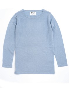 CASHMIRETTA KIDS MANICA LUNGA IN SETA E CASHMERE  - CIELO