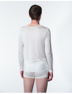 MAGLIA MANICA LUNGA IN PURA SETA UOMO - BIANCO 2