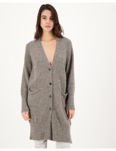 CARDIGAN  IN 100% BABY ALPACA "DIVINE" - FUMO