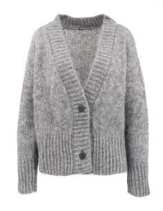 CARDIGAN IN KID MOHAIR E LANA MERINO "IZEL" - FUMO