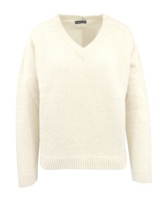 MAGLIONE  IN 100% BABY ALPACA SCOLLO V "IRENE" - BIANCO 2