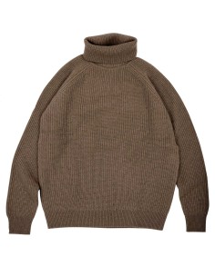 MAGLIONE UNISEX COLLO ALTO IN LANA DI YAK - MARRONE