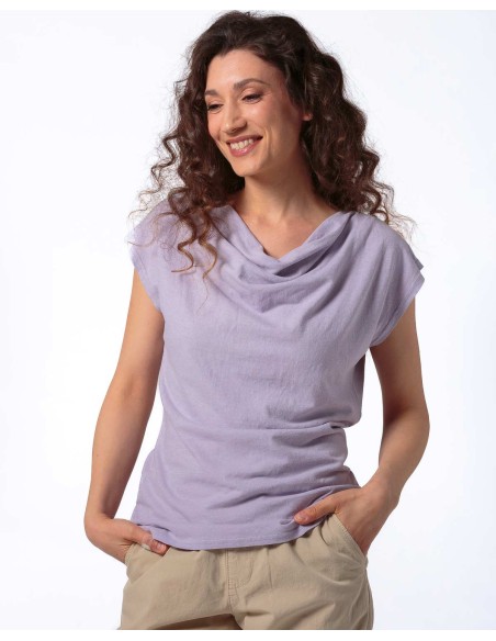 TOP DONNA SCOLLO A CASCATA IN CANAPA