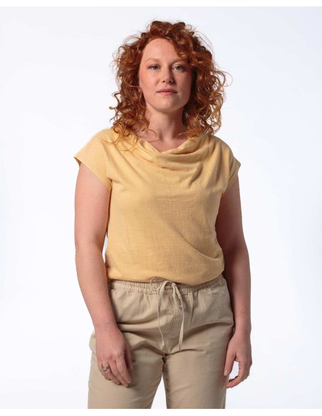 TOP DONNA SCOLLO A CASCATA IN CANAPA