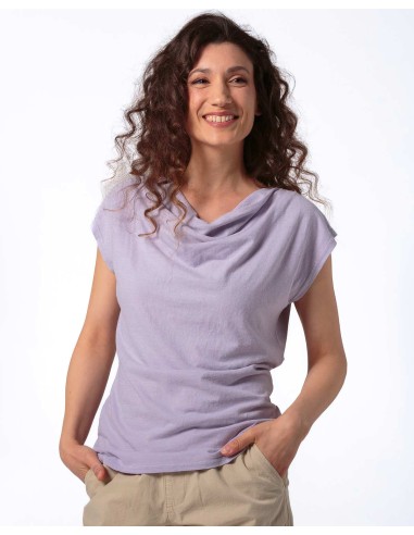 TOP DONNA SCOLLO A CASCATA IN CANAPA