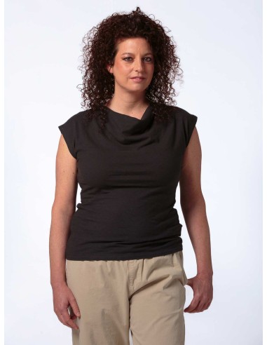 TOP DONNA SCOLLO A CASCATA IN CANAPA