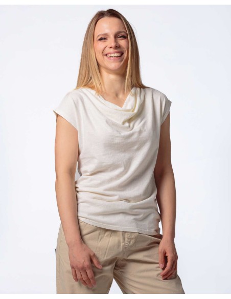 TOP DONNA SCOLLO A CASCATA IN CANAPA