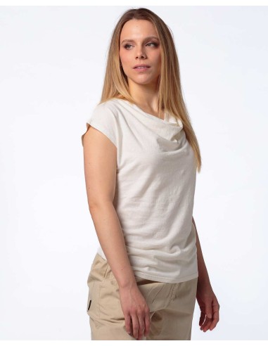 TOP DONNA SCOLLO A CASCATA IN CANAPA