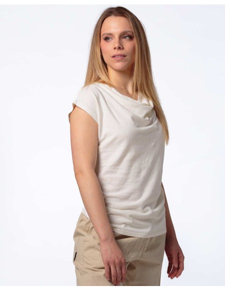 TOP DONNA SCOLLO A CASCATA IN CANAPA