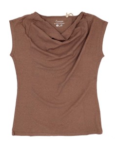 TOP DONNA SCOLLO A CASCATA IN CANAPA - NOCE