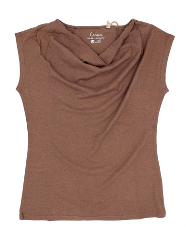 TOP DONNA SCOLLO A CASCATA IN CANAPA