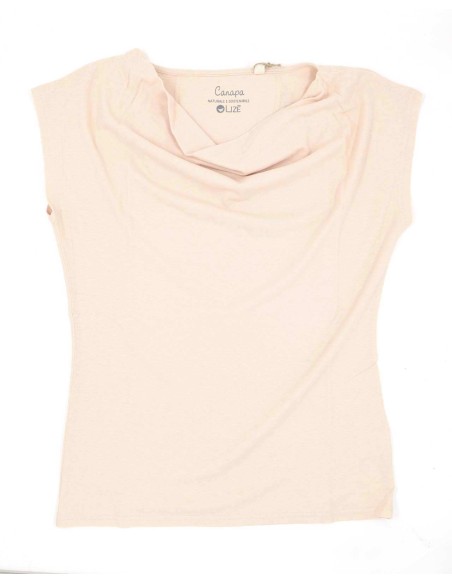 TOP DONNA SCOLLO A CASCATA IN CANAPA