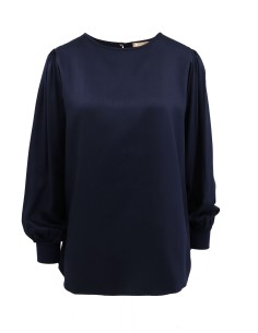 BLUSA GIROCOLLO IN 100%  BAMBU' SATIN "NAYA" - NAVY