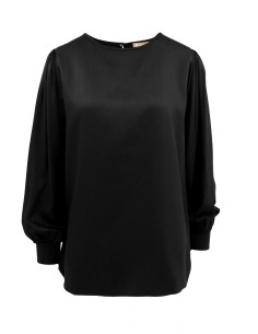 BLUSA GIROCOLLO IN 100%  BAMBU' SATIN "NAYA" - NERO