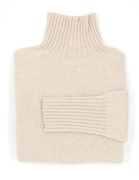 MAGLIONE DONNA SCOZZESE IN LANA DI AGNELLO SUPERFINE COLLO ALTO