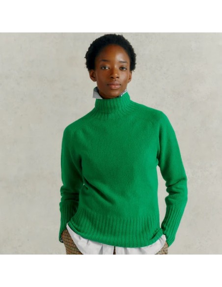 MAGLIONE DONNA SCOZZESE IN LANA DI AGNELLO SUPERFINE COLLO ALTO