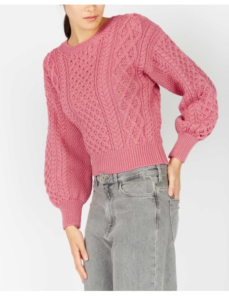 MAGLIONE CROP IN LANA IRLANDESE "HONEY"