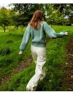 MAGLIONE CROP IN LANA IRLANDESE "HONEY" - SALVIA