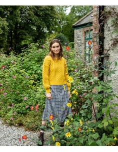MAGLIONE CROP IN LANA IRLANDESE "HONEY" - GIALLO