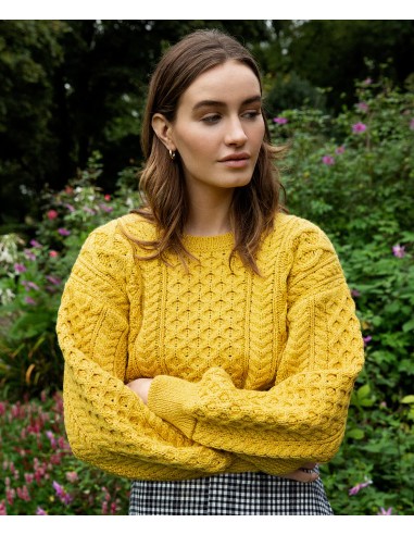 MAGLIONE CROP IN LANA IRLANDESE "HONEY"